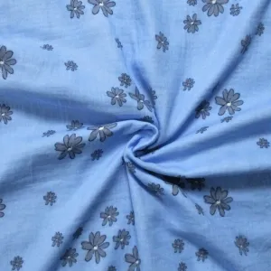Musselin (Double Gauze) blaue Blumen