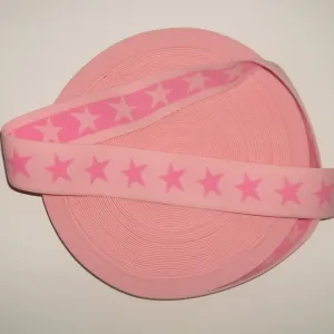Gummiband 40mm rosa mit pinken Sternen