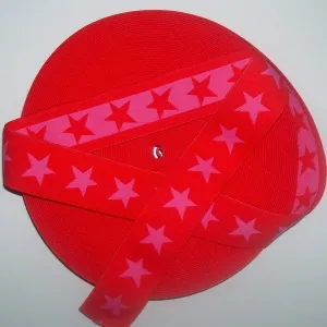 Gummiband 40mm rot mit rosa Sternen