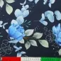 Preview: Jersey Blumen und Blätter dunkelblau