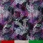Preview: Jersey Blumenranken lila und mint auf schwarz Reststück 0.35m