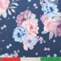 Preview: Sommersweat Blumen rosa und hellblau auf dunklem jeansblau