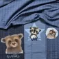 Preview: Sommersweat Panel Bär, Waschbär und Eule blau