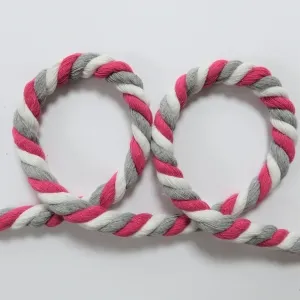 Baumwollkordel gedreht 12mm pink-grau-weiss