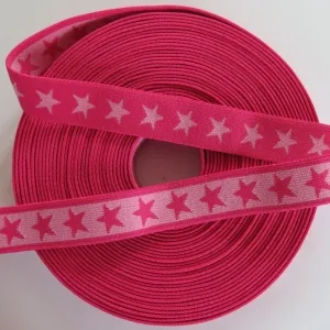 Gummiband 20mm pink mit rosa Sternen
