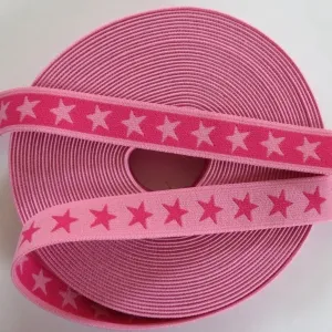 Gummiband 20mm rosa mit pinken Sternen
