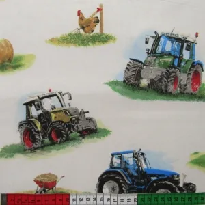 Baumwollstoff Traktorenn Reststück 0.5m