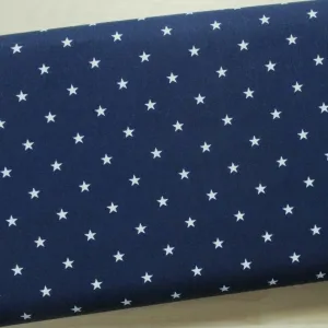 Baumwollpopeline Mini-Sterne weiss auf dunkelblau