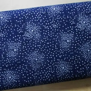 Baumwollstoff Sternenhimmel dunkelblau silber