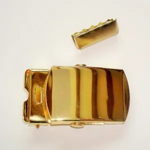 Gürtelschnalle goldfarbig mit Endstück 25mm
