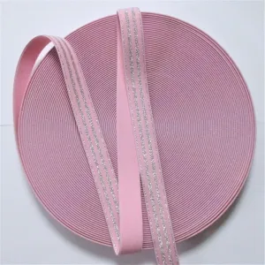 Glitzergummiband 20mm rosa silber