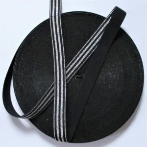 Glitzergummiband 20mm schwarz silber