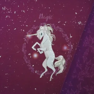 Jersey Magic Unicorn weinrot Panel