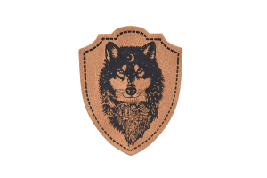 Kunstlederlabel Wappen Wolf