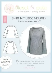 Papierschnittmuster Lillesol Woman No. 47 Shirt mit Uboot-Kragen