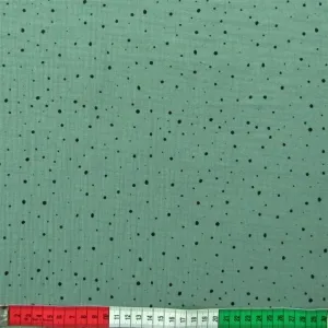Musselin (Double Gauze) Mini-Dots blassgrün schwarz