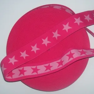 Gummiband 40mm pink mit rosa Sternen