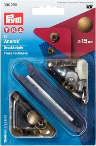 Prym 390299 Anorak-Druckknöpfe altmessing 15mm