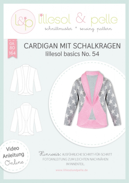 Papierschnittmuster Lillesol Basics No. 54 Cardigan mit Schalkragen