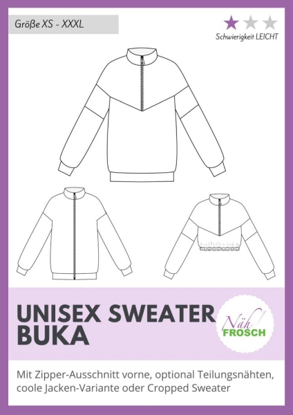 Papierschnittmuster Unisex Sweater Buka Nähfrosch