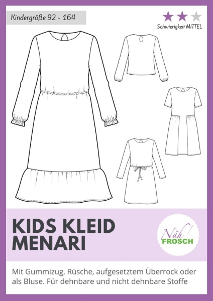 Papierschnittmuster Kids Kleid Menari Nähfrosch
