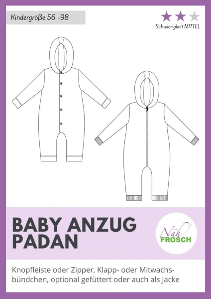 Papierschnittmuster Baby Anzug Padan Nähfrosch
