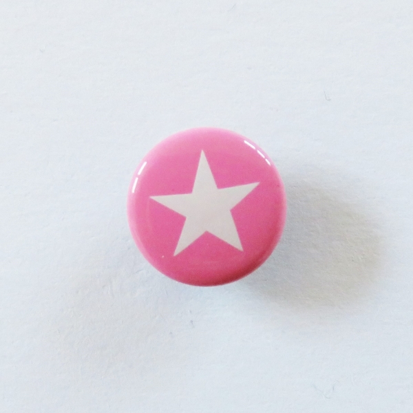 Druckknöpfe Stern weiss auf rosa