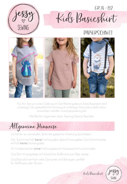 Papierschnittmuster Jessysewing Kids Basic Shirt