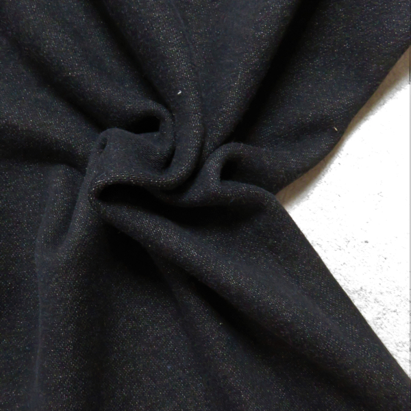 Baumwollsweat schwarz meliert angeraut Reststück 0.75m