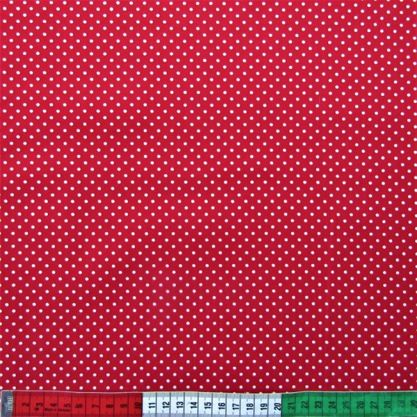 Baumwollstoff Mini-Dots weiss auf rot