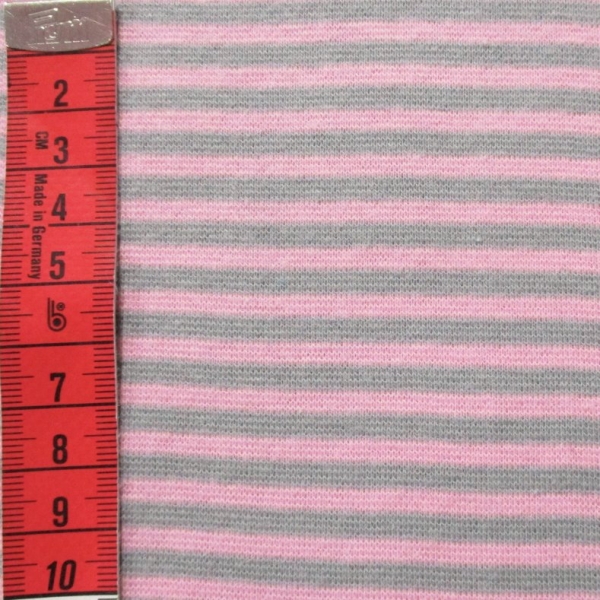 Feinrippbündchen Ringel 4mm grau-rosa