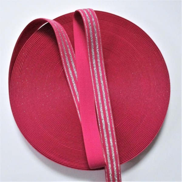 Glitzergummiband 20mm pink silber