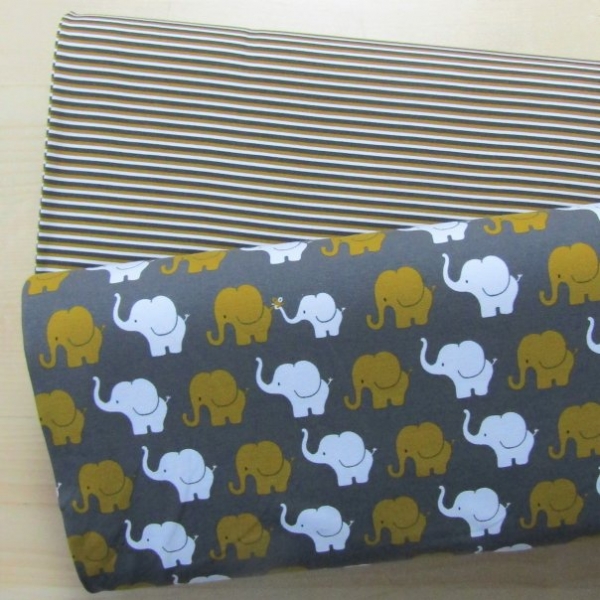 Jersey Elefant Stripes grau-senf-weiss