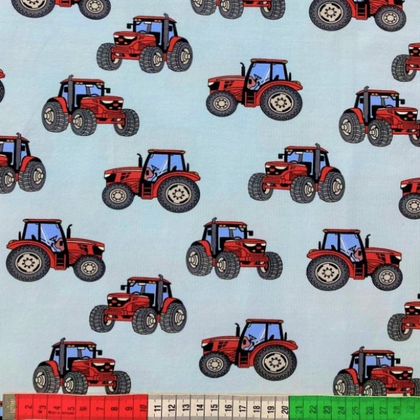 Jersey Traktoren rot auf hellblau
