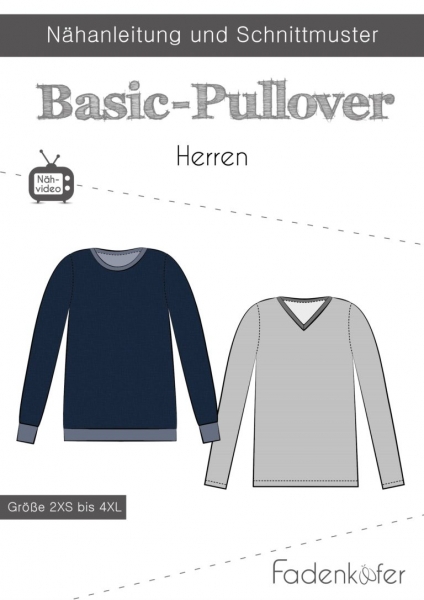 Papiereschnittmuster Basic-Pullover Herren Fadenkäfer