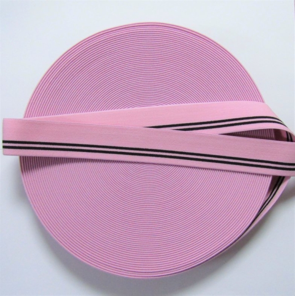 Veloursgummiband 30mm rosa schwarz