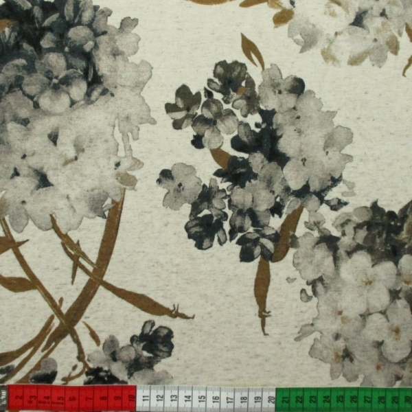 Viscose-Leinen-Jersey Blumen natur melange